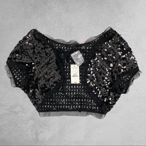 Open Front Express Cropped Sequined Bolero